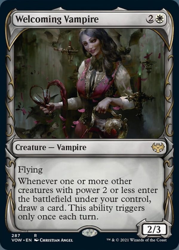 Welcoming Vampire (Showcase Fang Frame) [Innistrad: Crimson Vow] on Sale