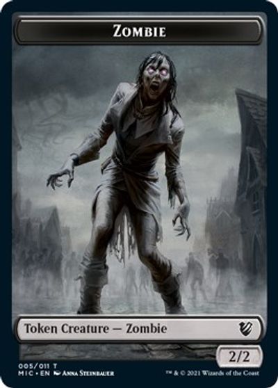 Zombie    Zombie Double-Sided Token (005 MIC 005 MID) [Innistrad: Midnight Hunt Commander Tokens] Fashion