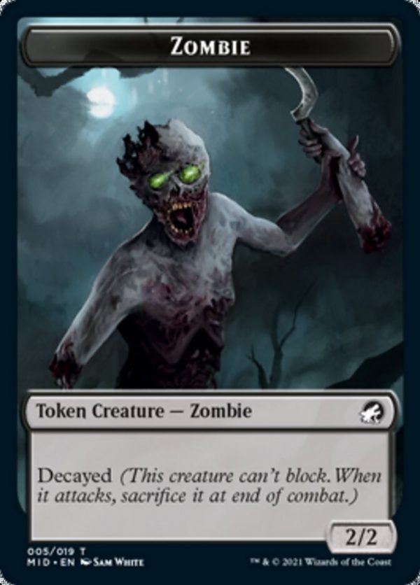 Zombie (005)    Wrenn and Seven Emblem Double-Sided Token [Innistrad: Midnight Hunt Tokens] Online