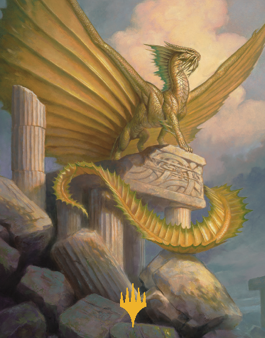 Ancient Gold Dragon Art Card (05) (Gold-Stamped Signature) [Commander Legends: Battle for Baldur s Gate Art Series] For Sale